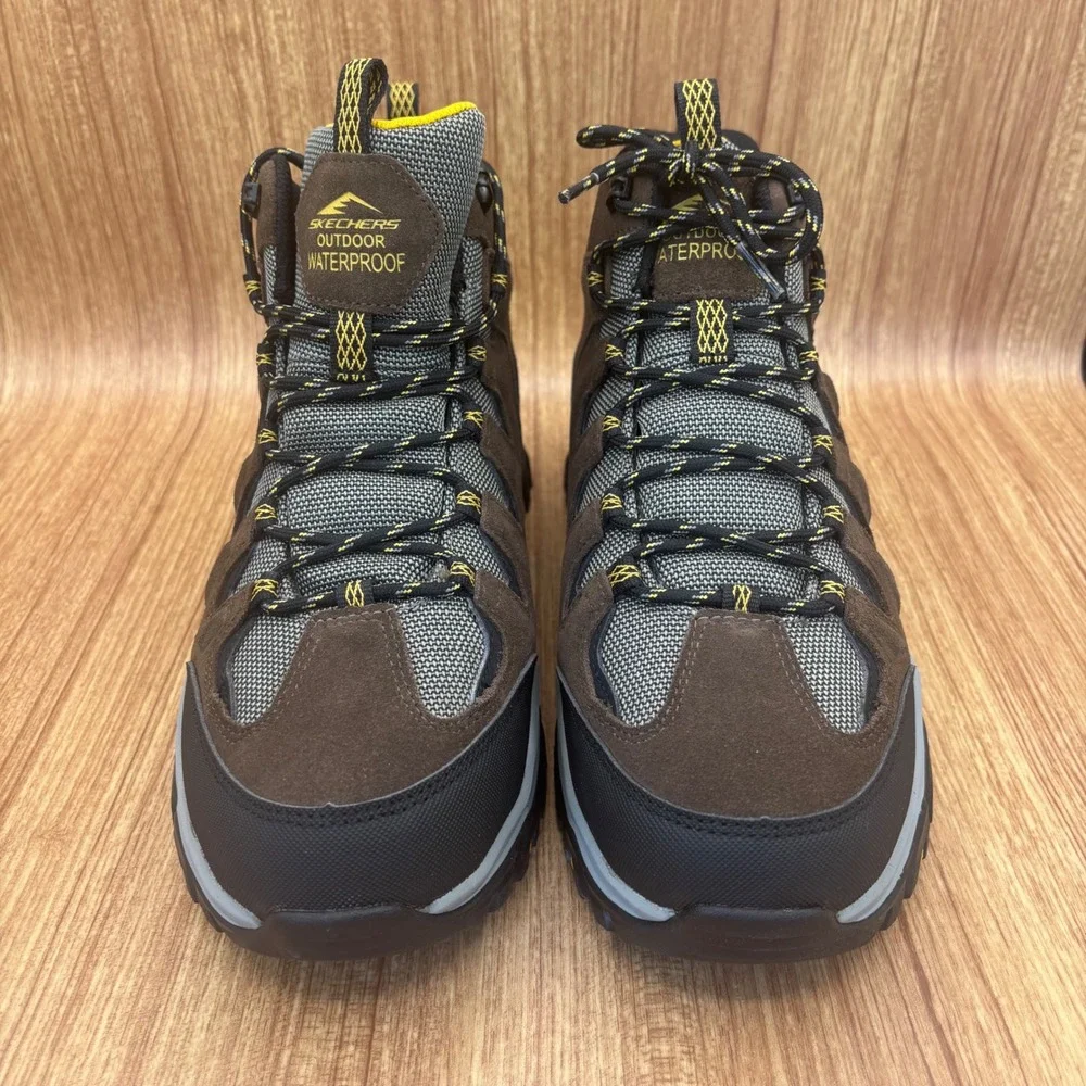 Skechers‎ Rickter-Branson Hiking Boots Mens 9 Khaki Waterproof Relaxed Fit NEW